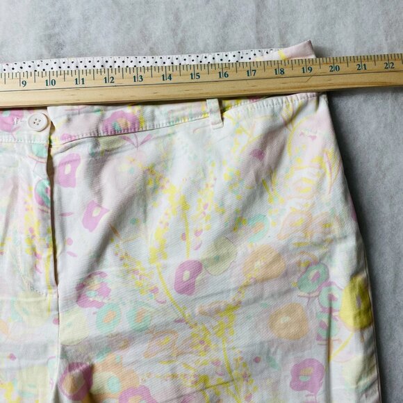 Talbots Womens Multicolor Pastel Floral Perfect Crop Fairy Garden Pants Size 16 - Picture 6 of 10